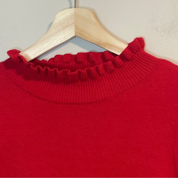 CeCe Womens Ruffled Sweater dress Luminous Red XL - Picture 4 of 11